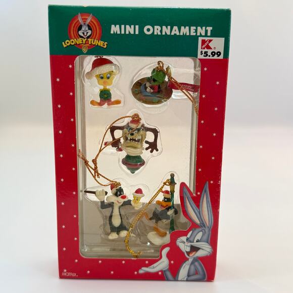Vtg 2000 Looney Tunes 5 Pce Mini Christmas Ornament Set Bugs Tweety Sylvester - Picture 1 of 3